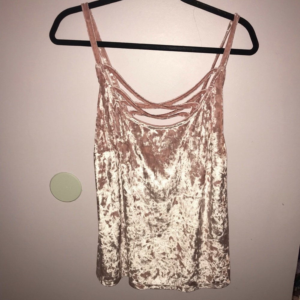Pink Velvet Strappy Tank Top